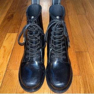 Size 8 Black Michael Kors ankle high rain/combat boots!